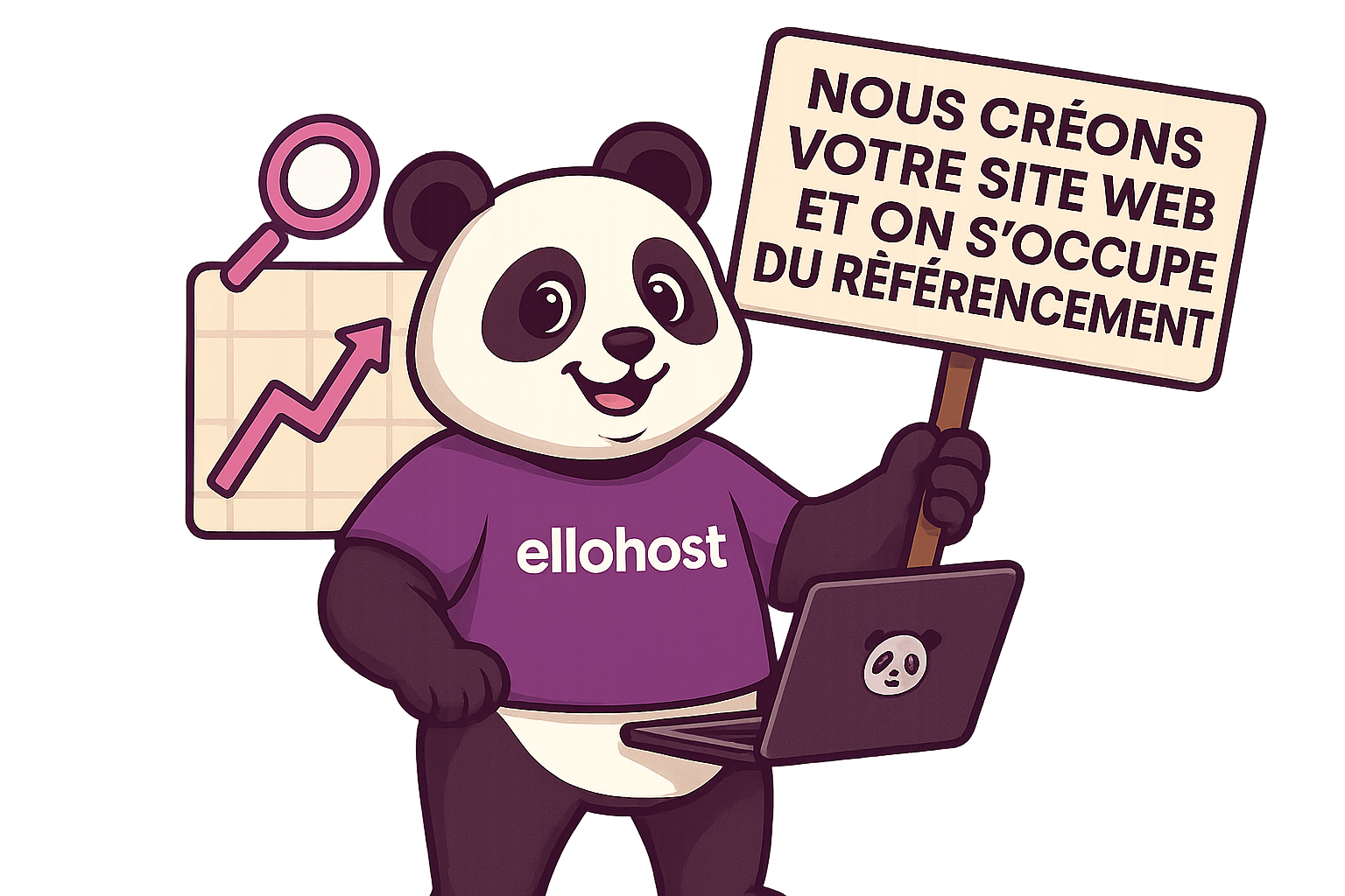 Panda mascotte création site web Ellohost