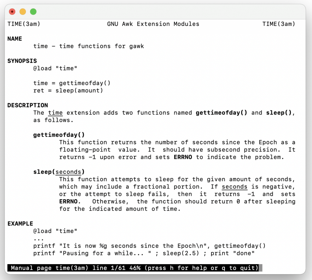 Options de la commande time Linux