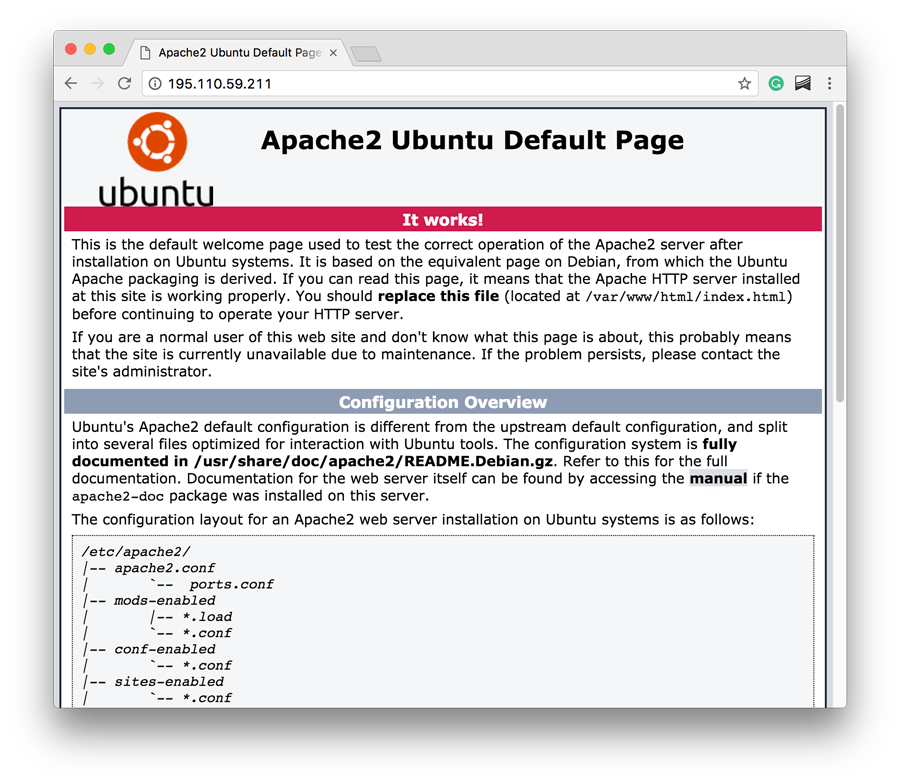 Page par Défaut d'Apache Ubuntu