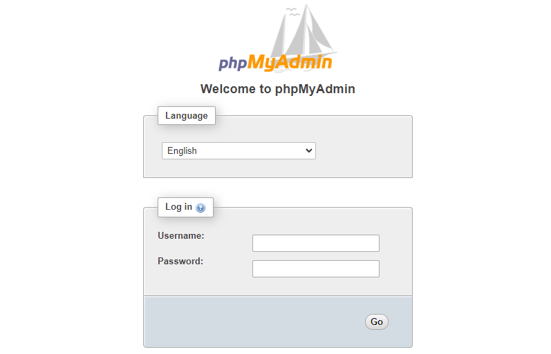 Page de connexion de phpMyAdmin