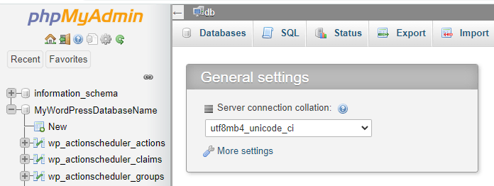 Interface phpMyAdmin
